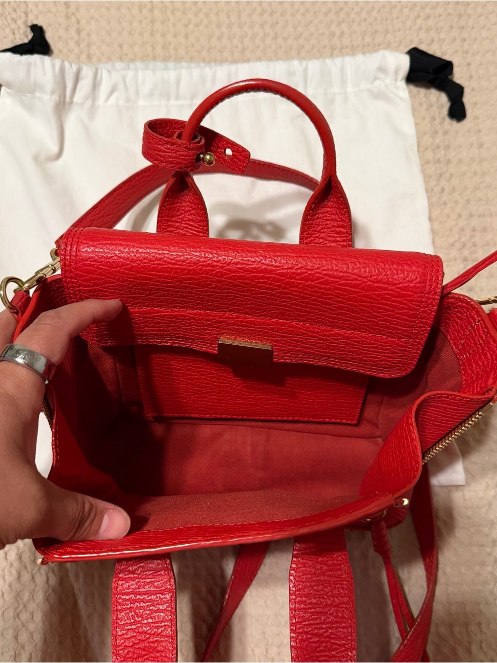 3.1 Phillip Lim Bright Red Mini Satchel with Gold Hardware - Picture 5 of 7